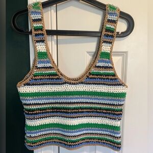 Frame Striped Crochet Tank Womens XS